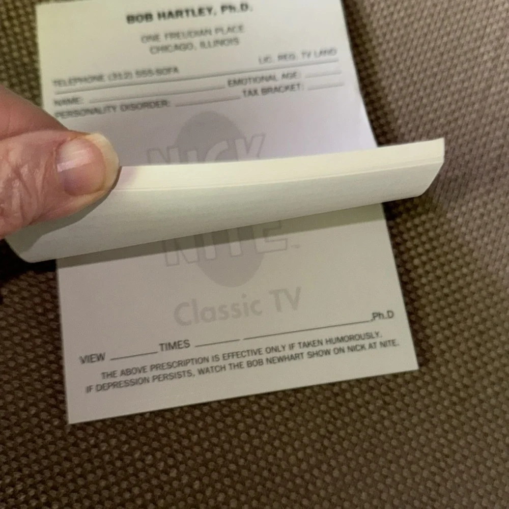 Nick at Nite Classic TV Bob Hartley PhD Prescription Pad